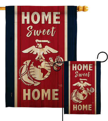 Home Sweet Marine Corps - Military Americana Vertical Impressions Decorative Flags HG108452 Made In USA