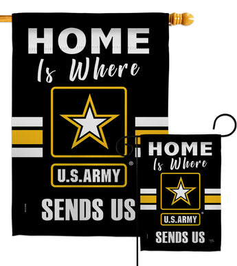 Home is Where US Army - Military Americana Vertical Impressions Decorative Flags HG108456 Made In USA