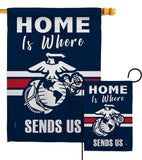 Home is Where Marine Corps - Military Americana Vertical Impressions Decorative Flags HG108458 Made In USA