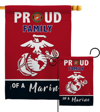 Proud Family Marines - Military Americana Vertical Impressions Decorative Flags HG108464 Made In USA