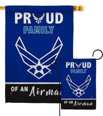 Proud Family Airman - Military Americana Vertical Impressions Decorative Flags HG108466 Made In USA