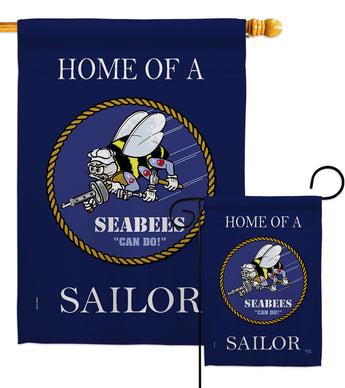 Home of Seabees Sailor - Military Americana Vertical Impressions Decorative Flags HG108469 Made In USA