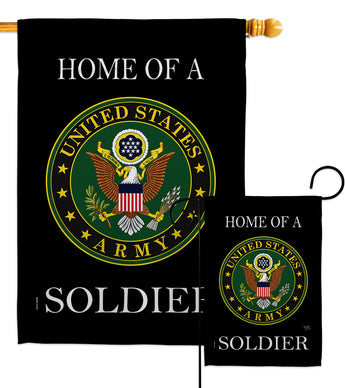 Home of Army Soldier - Military Americana Vertical Impressions Decorative Flags HG108472 Made In USA