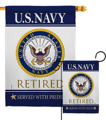 US Navy Retired - Military Americana Vertical Impressions Decorative Flags HG108478 Made In USA