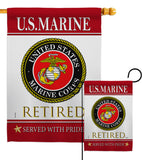 US Marine Retired - Military Americana Vertical Impressions Decorative Flags HG108479 Made In USA