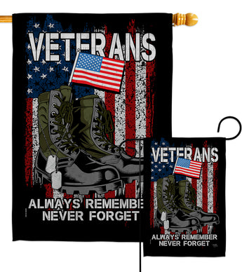 Always Remember - Military Americana Vertical Impressions Decorative Flags HG108485 Made In USA