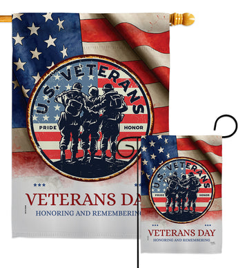 US Veterams - Military Americana Vertical Impressions Decorative Flags HG108486 Made In USA