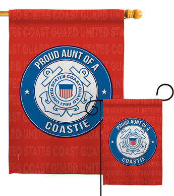 Proud Aunt Coastie - Military Americana Vertical Impressions Decorative Flags HG108490 Made In USA