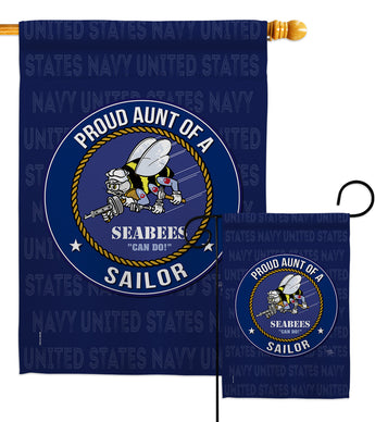 Seabees Proud Aunt Sailor - Military Americana Vertical Impressions Decorative Flags HG108494 Made In USA