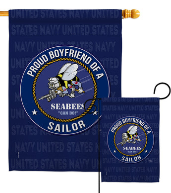 Seabees Proud Boyfriend Sailor - Military Americana Vertical Impressions Decorative Flags HG108512 Made In USA