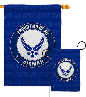 Proud Dad Airman - Military Americana Vertical Impressions Decorative Flags HG108514 Made In USA