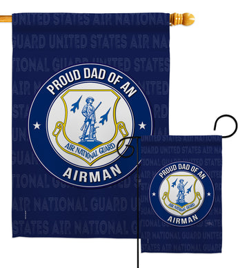 Air Force Proud Dad Airman - Military Americana Vertical Impressions Decorative Flags HG108516 Made In USA