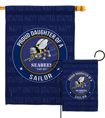 Seabees Proud Daughter Sailor - Military Americana Vertical Impressions Decorative Flags HG108530 Made In USA