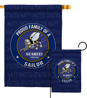 Seabees Proud Family Sailor - Military Americana Vertical Impressions Decorative Flags HG108539 Made In USA