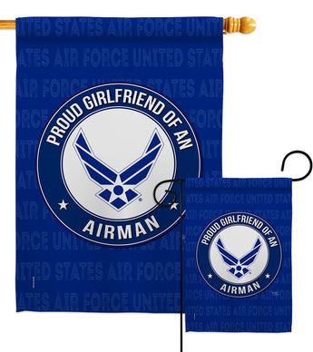 Proud Girlfriend Airman - Military Americana Vertical Impressions Decorative Flags HG108541 Made In USA