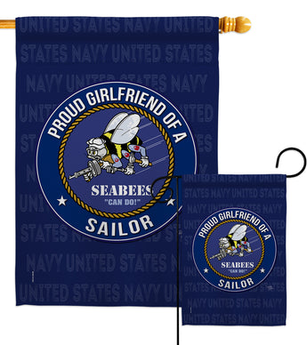 Seabees Proud Girlfriend Sailor - Military Americana Vertical Impressions Decorative Flags HG108548 Made In USA