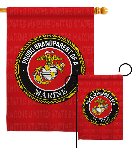 Proud Grandparent Marines - Military Americana Vertical Impressions Decorative Flags HG108554 Made In USA