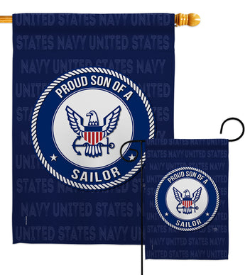 Proud Son Sailor - Military Americana Vertical Impressions Decorative Flags HG108592 Made In USA