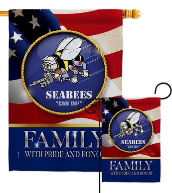 US Seabees Family Honor - Military Americana Vertical Impressions Decorative Flags HG108615 Made In USA