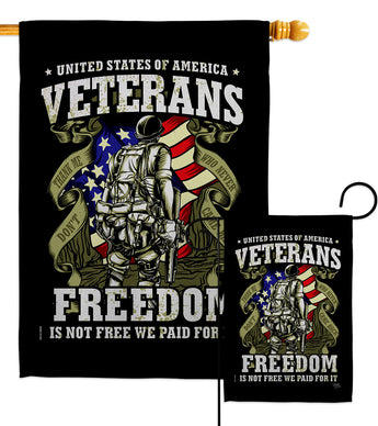 Veterans Freedom - Military Americana Vertical Impressions Decorative Flags HG108621 Made In USA