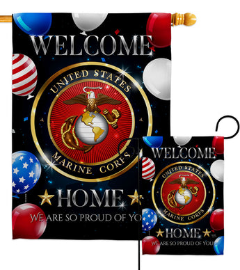 Welcome Home Marine Corp - Military Americana Vertical Impressions Decorative Flags HG108626 Made In USA