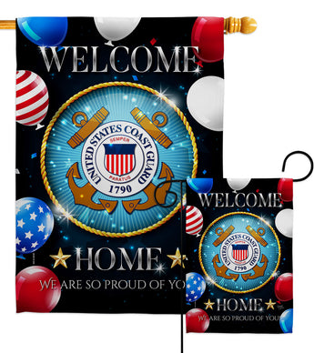 Welcome Home Coast Guard - Military Americana Vertical Impressions Decorative Flags HG108629 Made In USA