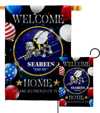 Welcome Home Seabee - Military Americana Vertical Impressions Decorative Flags HG108632 Made In USA