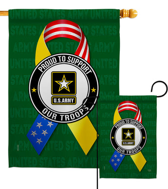 Support Army Troops - Military Americana Vertical Impressions Decorative Flags HG108654 Made In USA