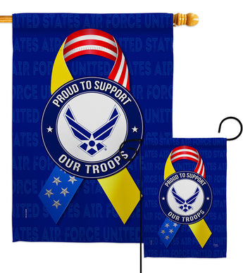 Support Air Force Troops - Military Americana Vertical Impressions Decorative Flags HG108662 Made In USA