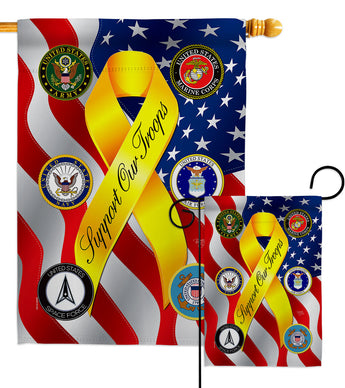 Support All Military Troops - Military Americana Vertical Impressions Decorative Flags HG108664 Made In USA