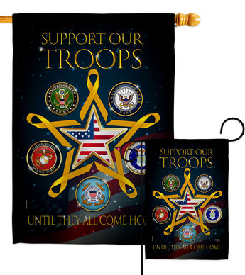 Support our Military Troops - Military Americana Vertical Impressions Decorative Flags HG108666 Made In USA
