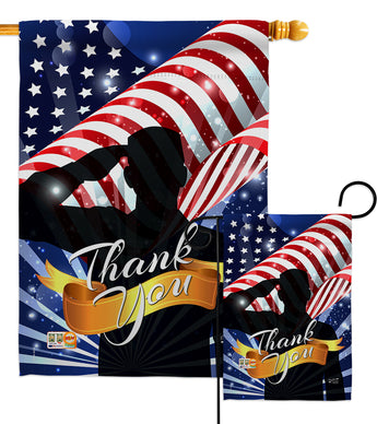 Thank You - Military Americana Vertical Impressions Decorative Flags HG137004 Made In USA