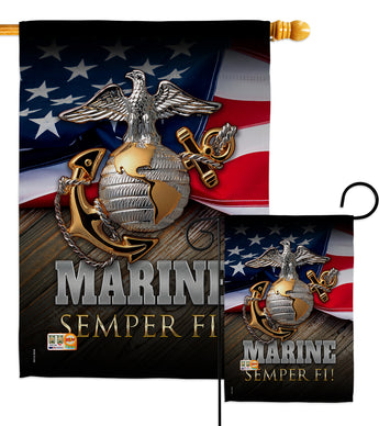 Marine Semper Fi - Military Americana Vertical Impressions Decorative Flags HG137034 Made In USA