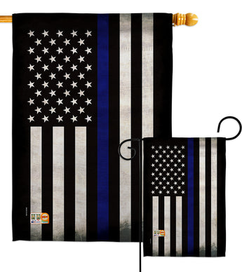 USA Thin Blue Line - Military Americana Vertical Impressions Decorative Flags HG137038 Made In USA