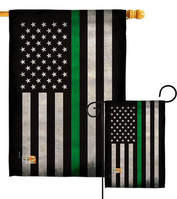 USA Thin Green Line - Military Americana Vertical Impressions Decorative Flags HG137040 Made In USA