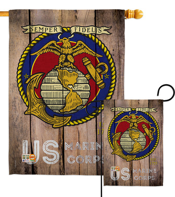 US Marine Corps - Military Americana Vertical Impressions Decorative Flags HG137083 Made In USA