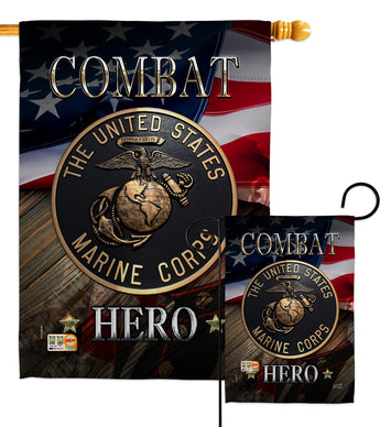 Marine Combat Hero - Military Americana Vertical Impressions Decorative Flags HG137134 Made In USA
