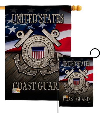 US Coast Guard - Military Americana Vertical Impressions Decorative Flags HG137135 Made In USA