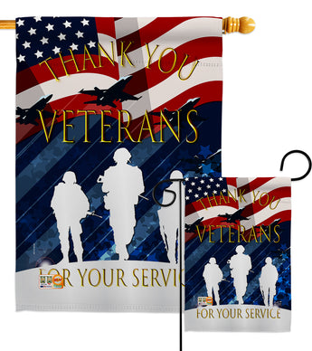 Thank You Veterans - Military Americana Vertical Impressions Decorative Flags HG137167 Made In USA