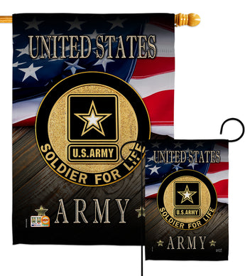 US Army Soldier for Life - Military Americana Vertical Impressions Decorative Flags HG137170 Made In USA