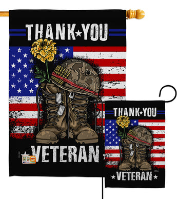 Thank you Veteran - Military Americana Vertical Impressions Decorative Flags HG137173 Made In USA