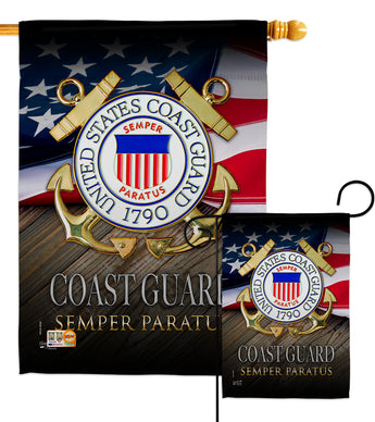 US Coast Guard Semper Paratus - Military Americana Vertical Impressions Decorative Flags HG137174 Made In USA