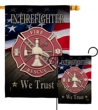 Firefighter We trust - Military Americana Vertical Impressions Decorative Flags HG137294 Made In USA