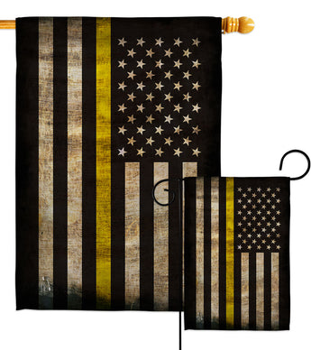 Thin Yellow Line - Military Americana Vertical Impressions Decorative Flags HG137418 Made In USA