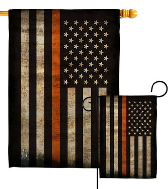 Thin Orange Line - Military Americana Vertical Impressions Decorative Flags HG137419 Made In USA