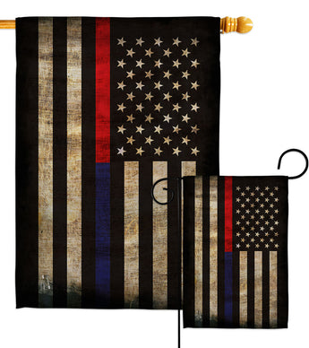 Thin Red and Blue Line - Military Americana Vertical Impressions Decorative Flags HG137421 Made In USA