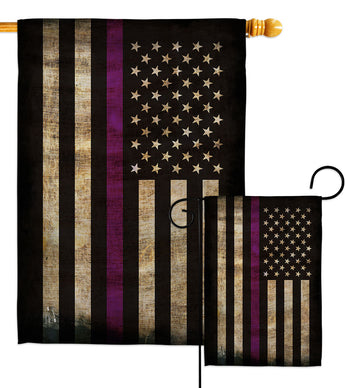 Thin Purple Line - Military Americana Vertical Impressions Decorative Flags HG137430 Made In USA