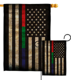 Thin Blue Green Red Line - Military Americana Vertical Impressions Decorative Flags HG137431 Made In USA