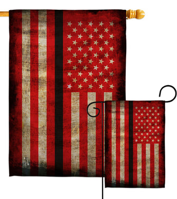 Thin Black Line - Military Americana Vertical Impressions Decorative Flags HG137433 Made In USA