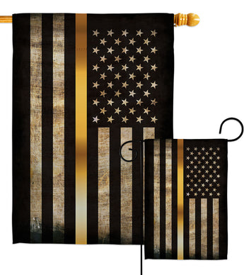 Thin Gold Line - Military Americana Vertical Impressions Decorative Flags HG137434 Made In USA